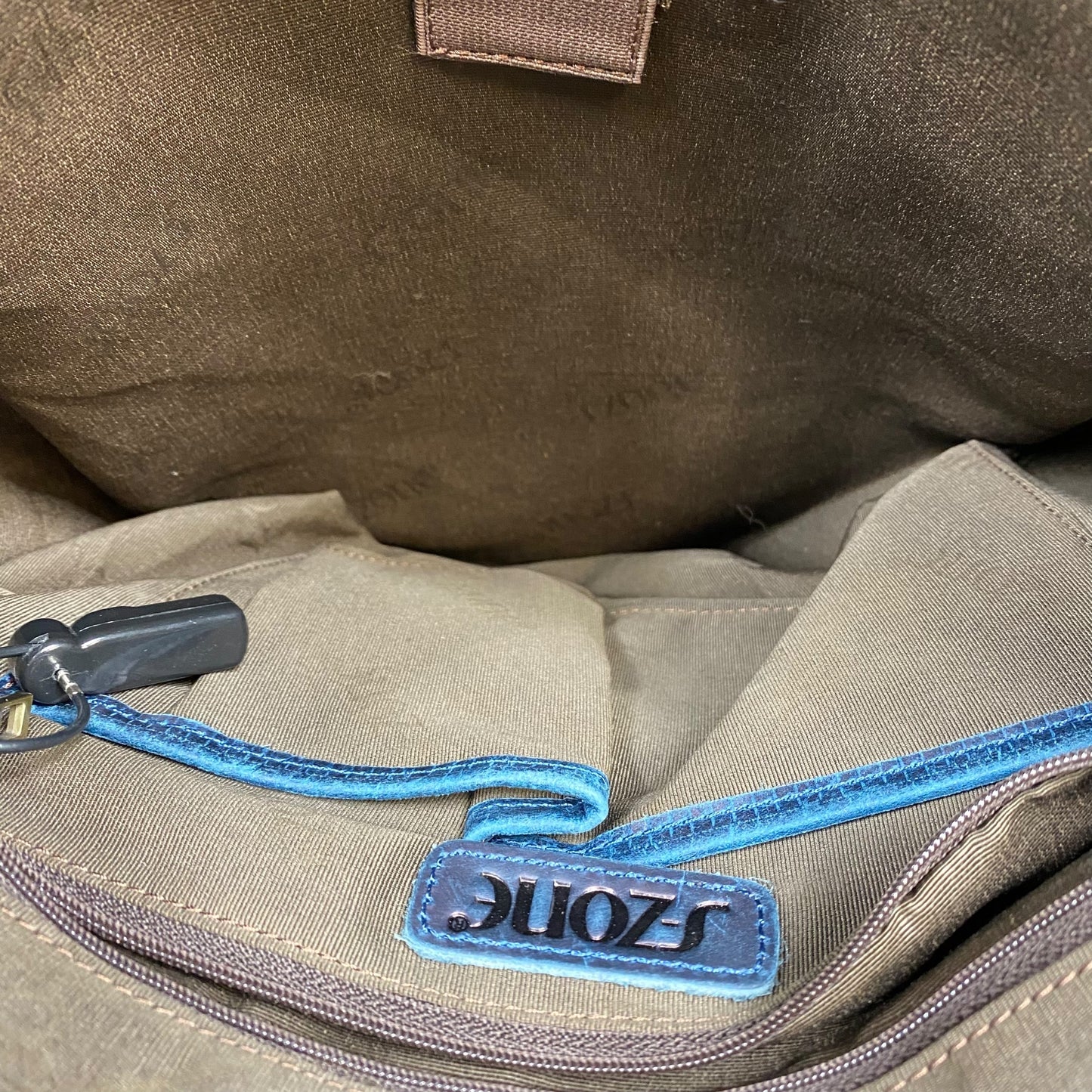 Handbag Leather By Fzone In Blue, Size:Large