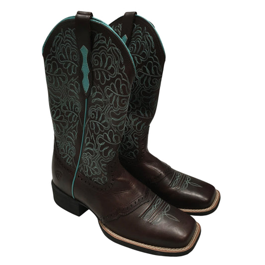 Boots Western By Ariat In Brown & Green, Size:7