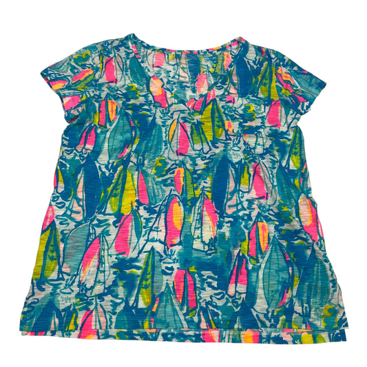 Top Ss Designer By Lilly Pulitzer In Blue & Pink, Size:L
