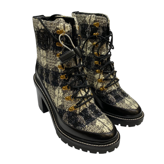 Boots Designer By Tory Burch In Black & Cream, Size:10