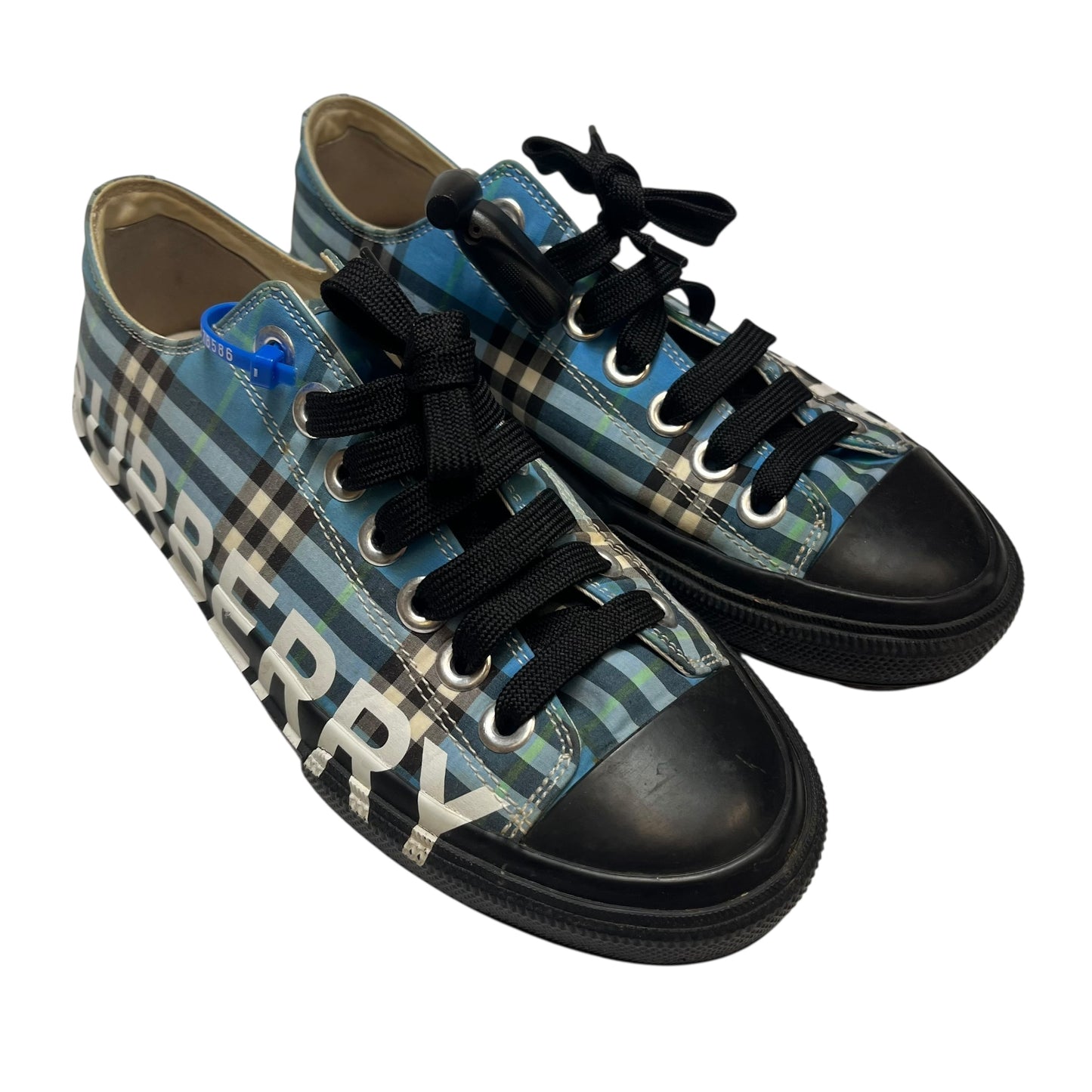 Shoes Luxury Designer By Burberry In Black & Blue, Size: 6