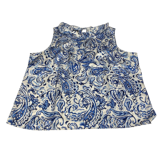 Top Sleeveless By Talbots In Blue & White, Size:2X