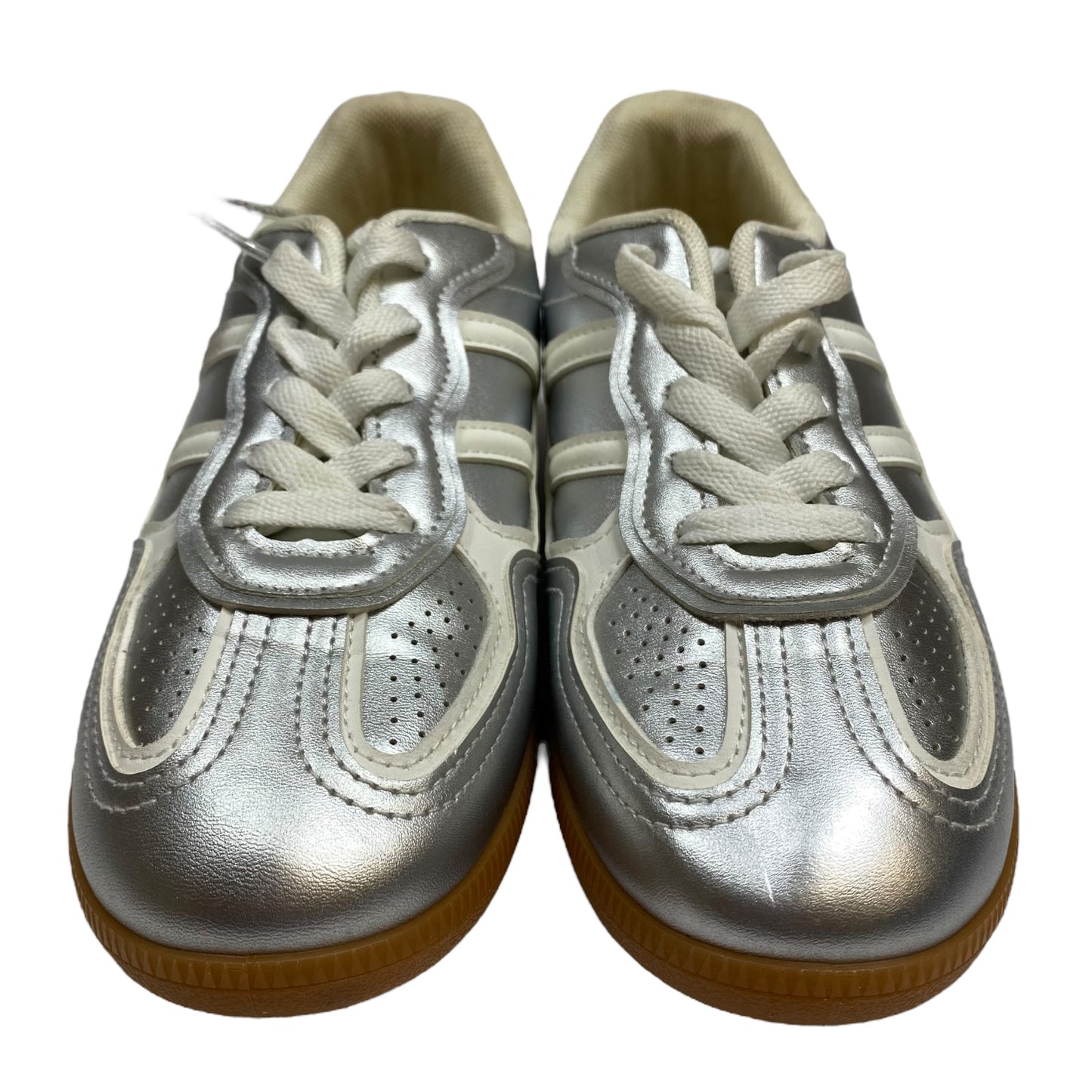 Shoes Sneakers By Fashion Nova In Silver, Size:6.5