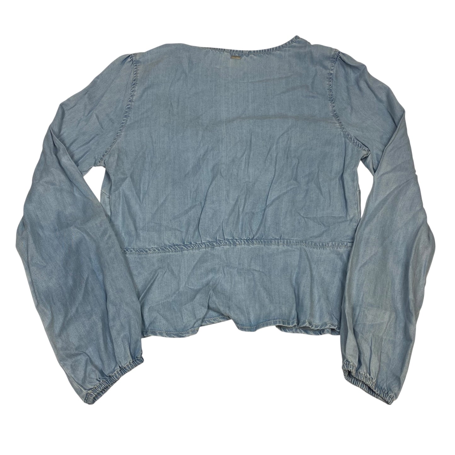 Blouse Ls By Guess In Blue Denim, Size:L