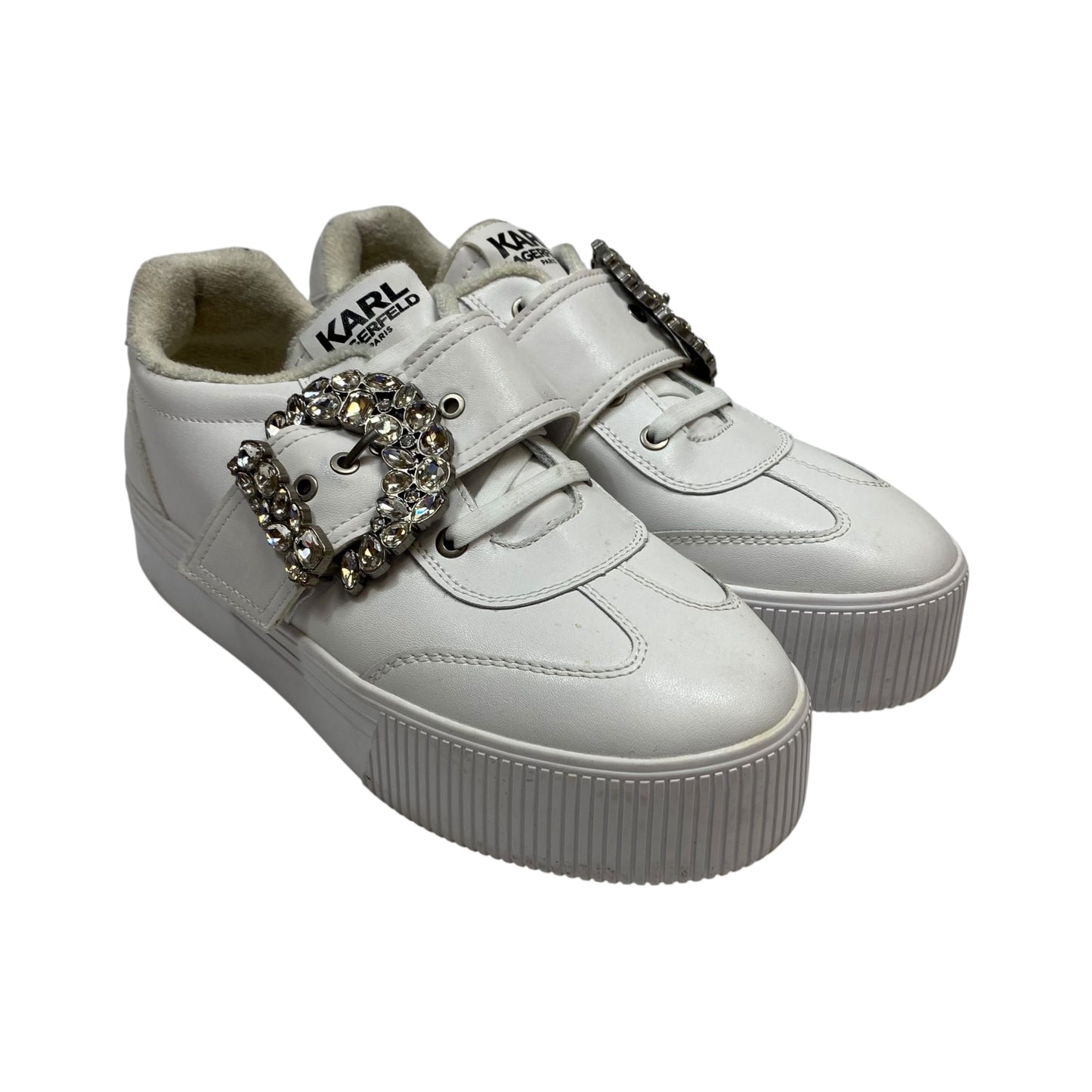 Shoes Designer By Karl Lagerfeld In White, Size:8.5