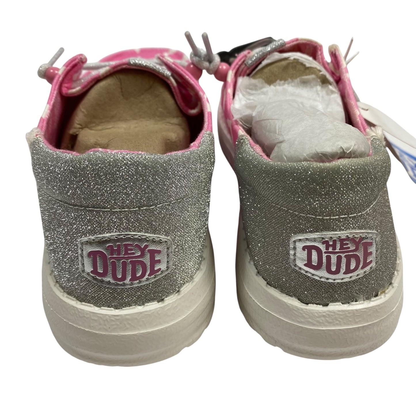 Shoes Flats By Hey Dude In Pink & White, Size:7