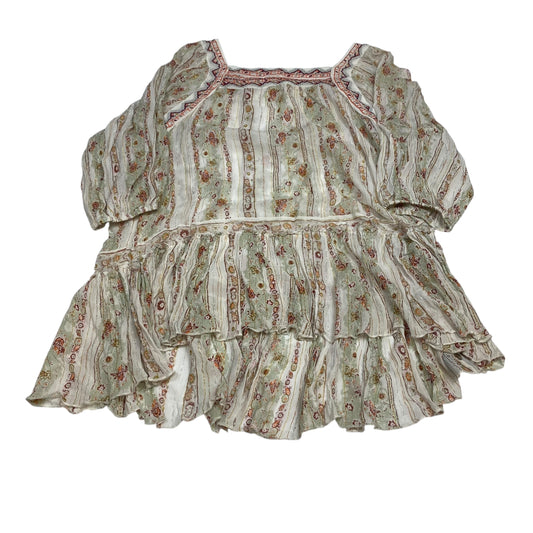Tunic 3/4 Sleeve By Free People In Cream & Red, Size:M