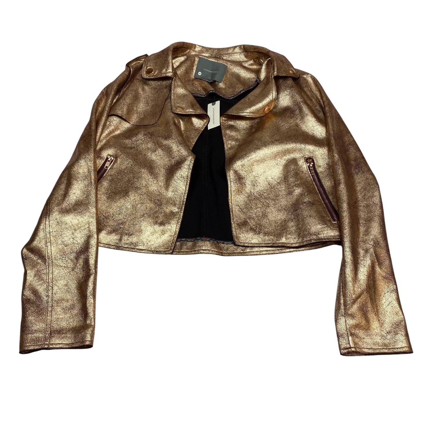 Jacket Moto By Anthropologie In Rose Gold, Size:L