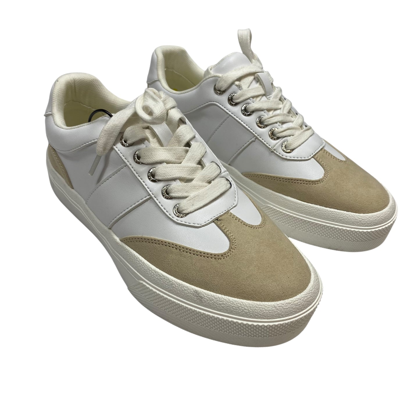 Shoes Sneakers By J Slides In Tan & White, Size:7.5