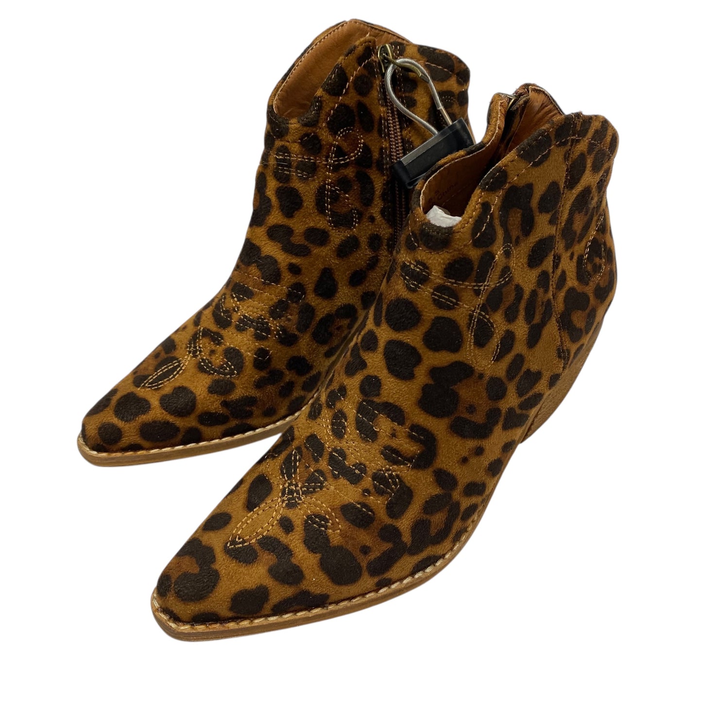 Boots Ankle Heels By Lets See Style In Animal Print, Size:5.5