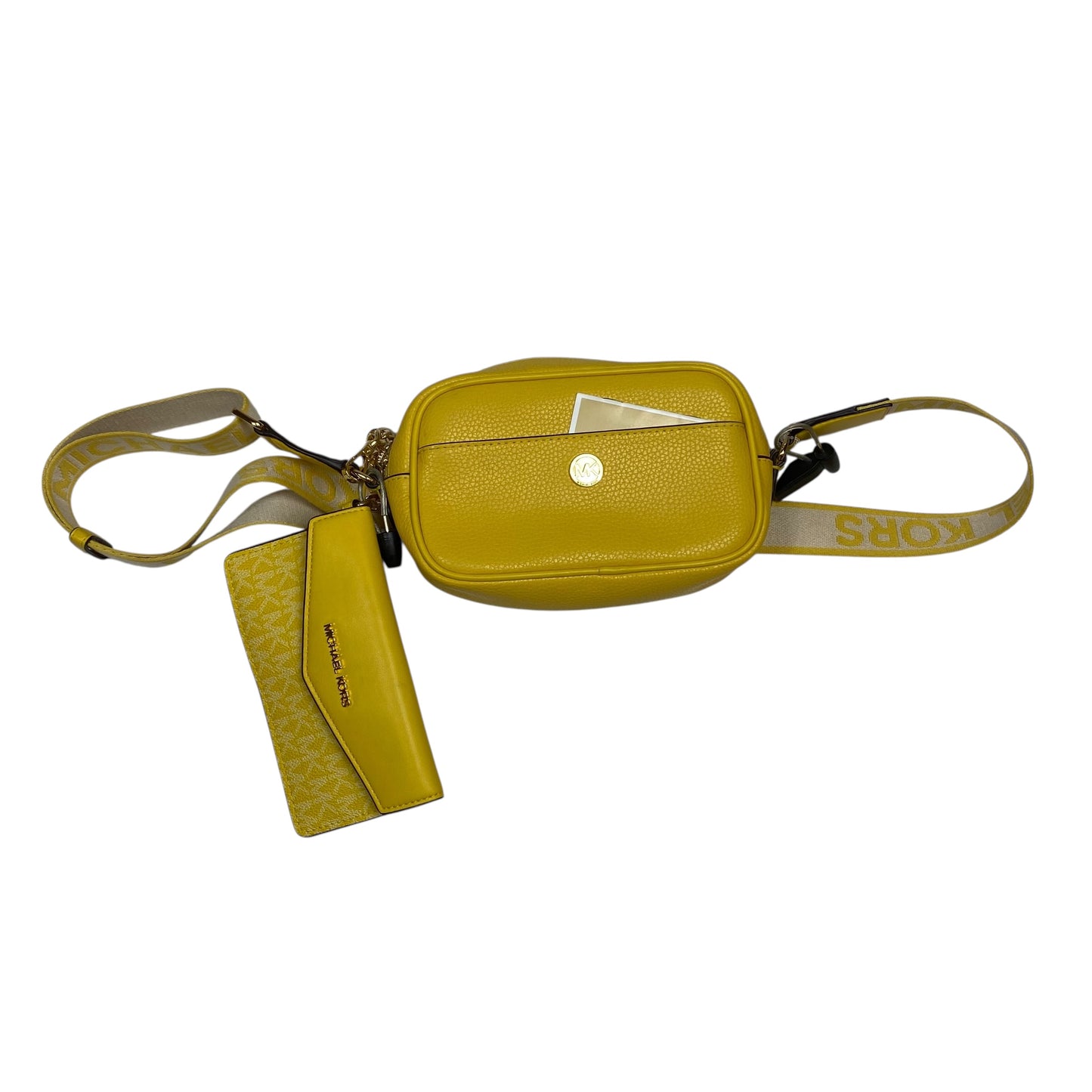 Crossbody Designer By Michael Kors In Yellow, Size:Medium