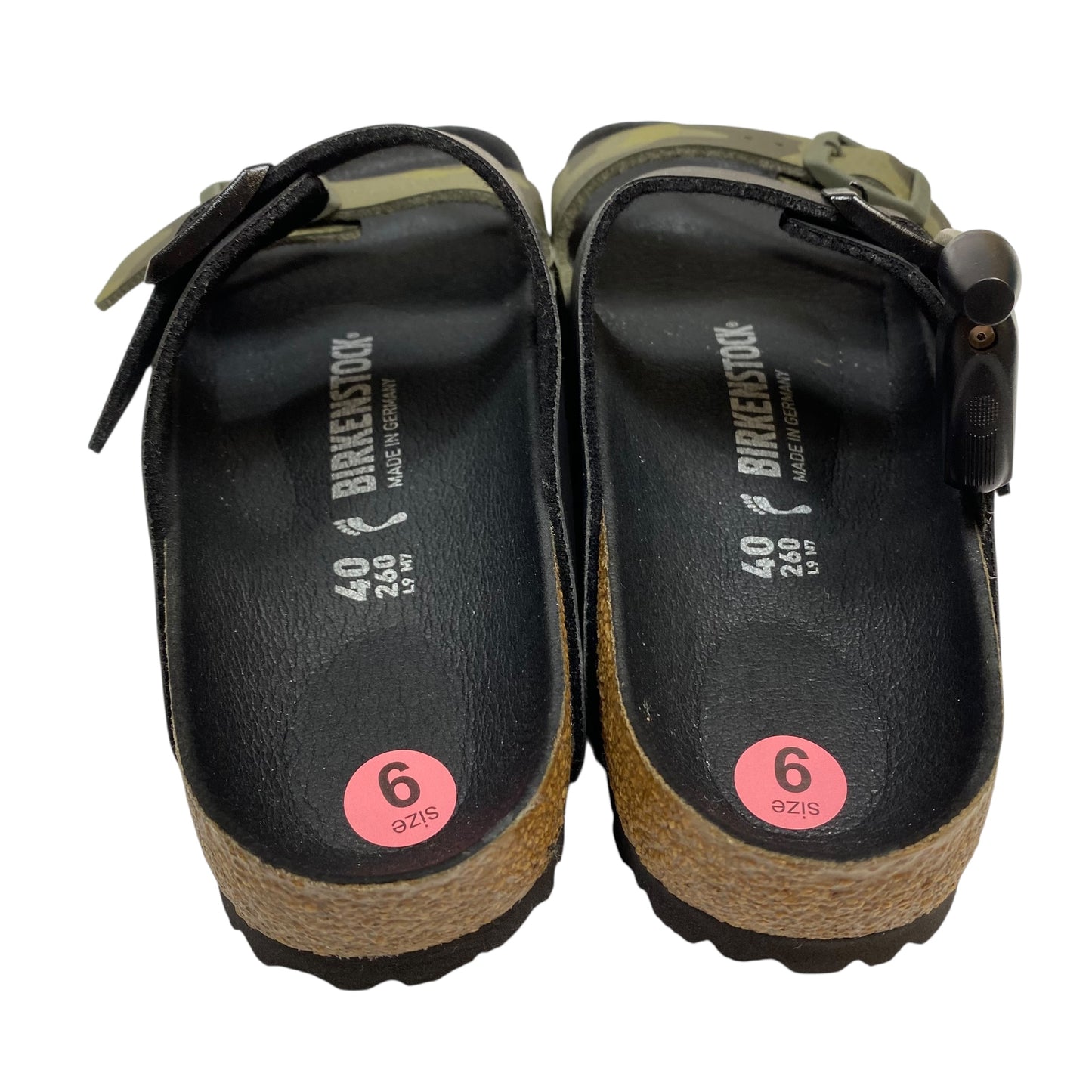Sandals Flats By Birkenstock In Black & Green, Size:9