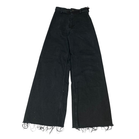 JEANS WIDE LEG by ZARA in BLACK DENIM, Size:2